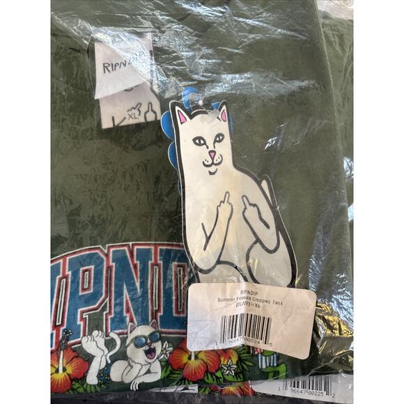 SUMMER FRIENDS CROPPED TANK (OLIVE) XL - Picture 4 of 4